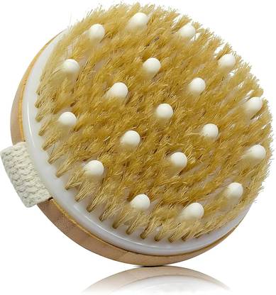 Stadash Natural Wooden Bath Brush for Wet & Dry Brushing - Exfoliating Spa Body Brush