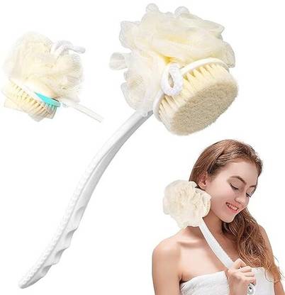DR.GADGET 2 IN 1 Back Body Bath Brush with Bristles and Loofah Back Scrubber