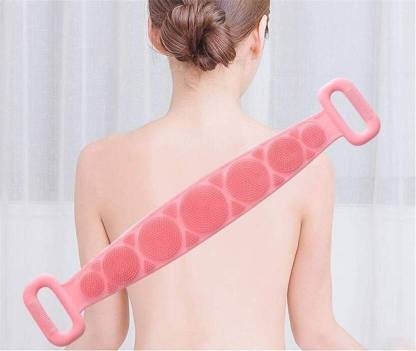 SJK Silicone Back Scrubber Brush Belt for Exfoliating Shower Bath- Double SIDES