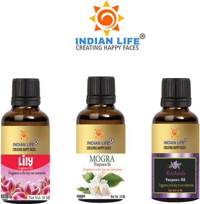 indianlife Uplifting Scents Aroma Oil To Boost Your Mood Mogra,Patchouli, Lily