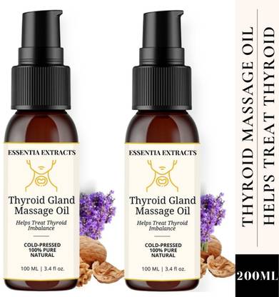 ESSENTIA EXTRACTS Combo of 2 Thyroid Gland Massage Oils with Walnut Oil | Treats Thyroid Imbalance