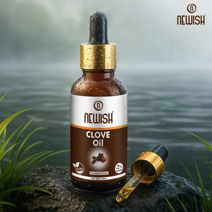 NEWISH 100% Pure, Natural And Undiluted Clove Essential Oil For Teeth Pain, Skin & Hair