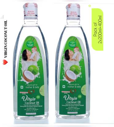 GREENNUT Cold Pressed Extra Virgin Coconut Oil Pack of 2X200ML