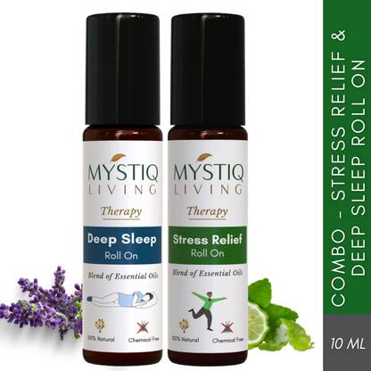 Mystiq Living Combo - Deep Sleep and Stress Relief Roll On -Pack of 2 (10 ml each) - 100% Natural and Safe Sleep Aid (Blend of Essential Oils)