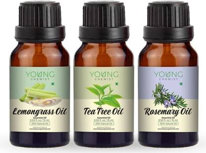 Young Chemist Pack of 3 Lemongrass, Tea Tree & Rosemary Essential oils Combo (15 ML x 3)