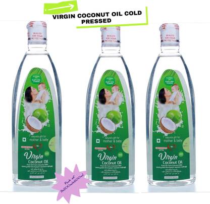 GREENNUT Virgin Coconut oil For Baby Massage|Cold pressed,Pure|Body,Hair/Pack of 3*200ML