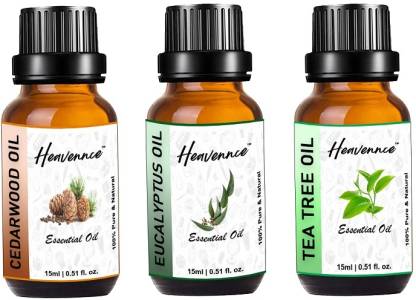 Heavennce Cedarwood Oil, Eucalyptus Oil, Tea Tree Oil Combo | Hair Care | Skin Care