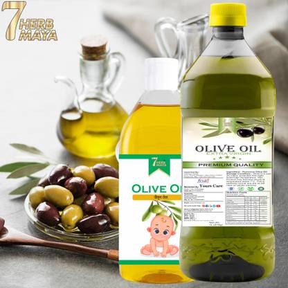 7Herbmaya Premium & Edible Olive Oil | Jaitun Tail for Moisturizes Skin & Baby Massage Oil