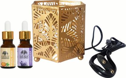 IndiMyst Essential Oils with Moroccan Style Diffuser-100% Natural Aromatherapy|15 ml each