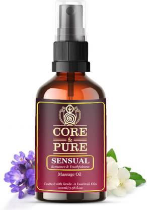 CORE & PURE Sensual Massage Oil- Promotes Romance, Youthfulness, Intimacy and Stimulation |Natural Essential Oils Infused, Ayurvedic| -
