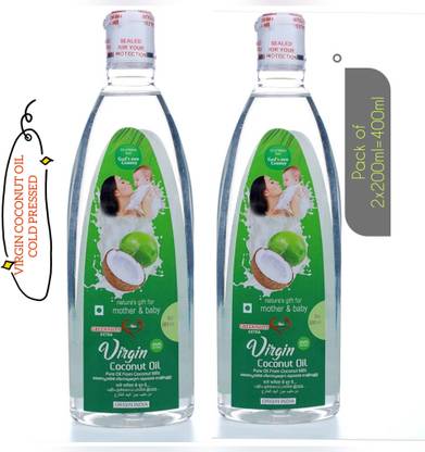 GREENNUT Pure Virgin Coconut Oil Cold pressed pack of 2x200ml