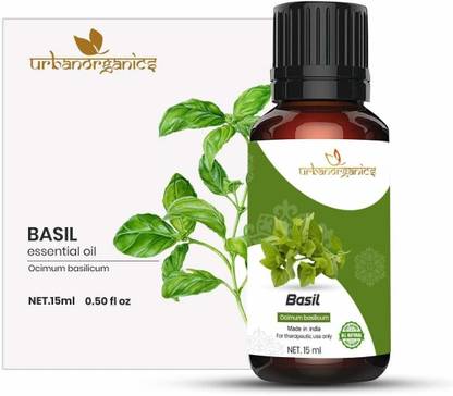 URBANORGANICS 100% Pure Basil (Tulsi) Essential oil Natural & Therapeutic Grade Oil For Hair, Skin care, Aromatherapy & Body Massage 15ML