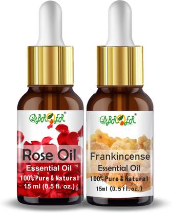 BROER Rose & Frankincense Essential Oil Combo - Pure, Natural, Refreshing & Undiluted
