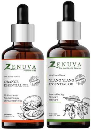Zenuva Orange & Ylang Ylang Essential Oil Pack Of 2 For Beauty & Floral Freshness