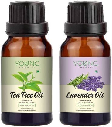 Young Chemist Pack of 2 Tea Tree & Lavender Essential Oils Combo for Aromatherapy (15MLx2)