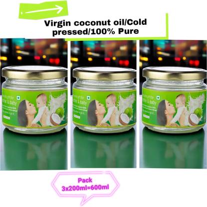 GREENNUT Pure Virgin Coconut Oil ( Glass Bottle ) Pack of 3x200ml