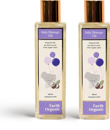 Earth Organic Baby Massage Oil | Cold Pressed Coconut Oil for Baby Skin,Hair (200 ml) Combo