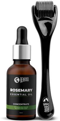 BEARDO Rosemary Essential Oil & Beard Activator Derma Roller (0.5 MM) For Hair Growth