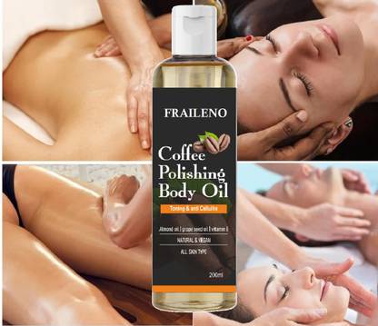 FRAILENO Coffee Body Oil for Glowing, Polished Skin After Bath Massage for Men & Women