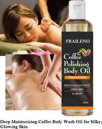 FRAILENO Deep Nourishing Coffee Body Polishing Oil – Post-Bath Use for Radiant Skin