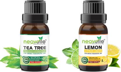 Neovelle Tea Tree Essential Oil & Lemon Essential Oil Combo-100% Natural oils 15 + 15 ml