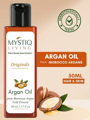 Mystiq Living Moroccan Argan Oil Cold Pressed -50 ml - Pure and Natural Oil
