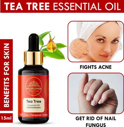 Wildflower essentials Tea Tree Essential Oil Reduce Acne On The Face & Helps To Get Rid Of Nail Fungus