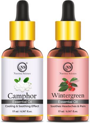 Nuerma Science Camphor Essential Oil & Wintergreen Essential Oil (Pack of 2, 15 ML Each)