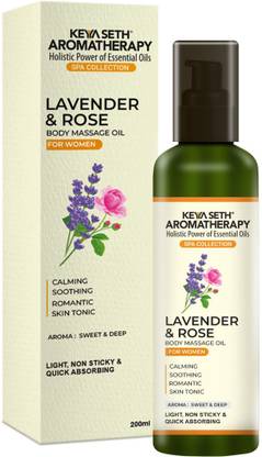 KEYA SETH AROMATHERAPY Lavender & Rose Body for Women, Massage Oil for Romance Glowing Skin