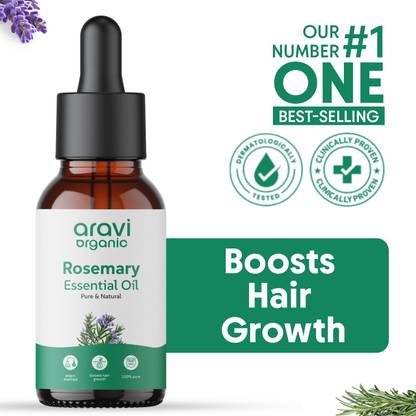Aravi Organic 100 % Pure Rosemary Essential Oil for Promote Hair Growth & Nourishment