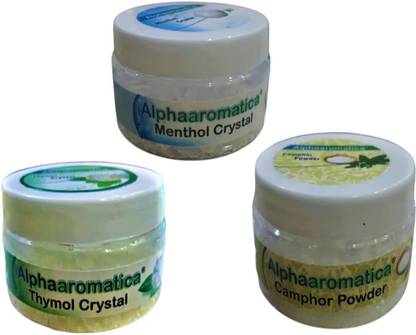 alphaaromatica Camphor,Thymol, Menthol, Combo-50gm each Ajwain ka phool - Peppermint - Kapoor