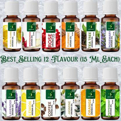 JAINIK 12 Flavour Aroma Oil Aroma Oil Aroma oil 12 Flavour Aroma Oil For Diffuser Set, Refill, Automatic Spray Soap, Candle