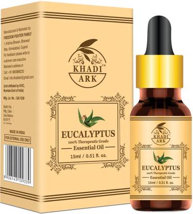 Khadi Ark Eucalyptus Essential Oil (Nilgiri Oil) , 100% Pure Certified, Undiluted, Natural Aromatherapy, Therapeutic Grade Eucalyptus Oil for Cold, Cough, Steam, Clear Breathing, Hair, Joints Pain & Mosquitos