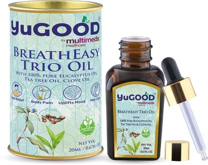 YuGOOD Breatheasy Trio 100% Pure Essential oils with Eucalyptus, Tea Tree & Clove