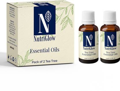 NutriGlow Tea Tree Essential Oil for Dandruff Control & Acne Free Skin, Pack of 2