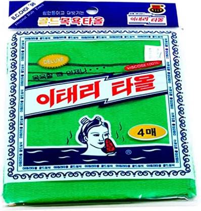 Songwol Korean Italy Towel Exfoliating Towel Bath Washcloth 4 Pcs (Green) for Dead Skin