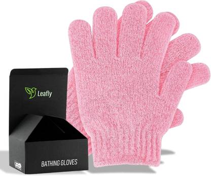 Leafly 2Pcs Exfoliating Gloves Dual Texture Bath Gloves for Scrub Dead Skin Remover