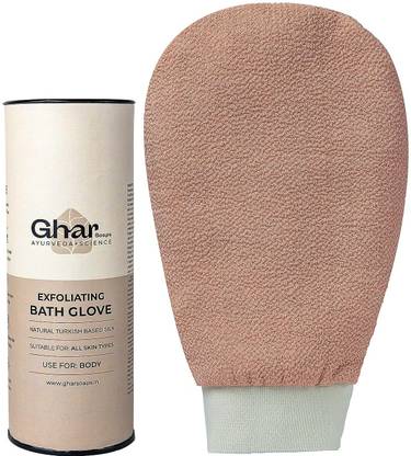 GHAR SOAPS Exfoliating Glove For Body | Scrub Glove For Dead Skin (Pack of 1) ( Pink)