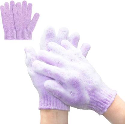 RBGIIT Shower Exfoliating Scrub Gloves Medium to Heavy Bathing Gloves / Double Side Durable Nylon Shower Gloves Body Scrub Exfoliator & Bathing Accessories for Men,Women & Kids