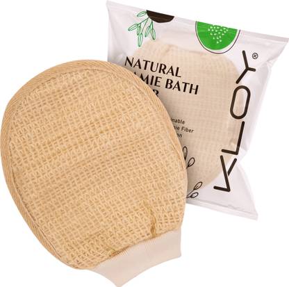 KLOY Natural Ramie Bath Glove Scrubber Exfoliator for High Lather Cleansing Pack of 1