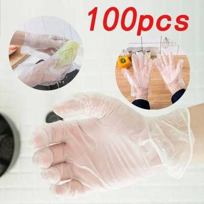 My Mart Disposable Plastic Gloves 100 pc pack – Clear, Latex-Free & Powder-Free