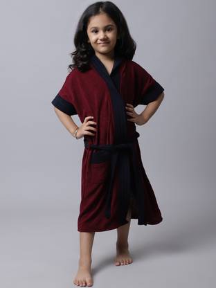 ELEVANTO MAROON-NAVY Medium Bath Robe