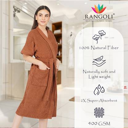 RANGOLI Brown Large Bath Robe