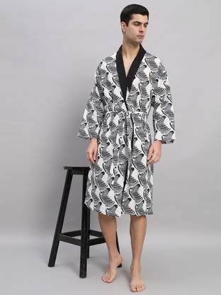 Ravaiyaa - Attitude Is Everything White Black Zebra Free Size Bath Robe