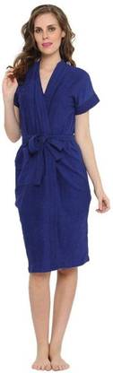 Poorak Solid Royal Blue XXL Bath Robe