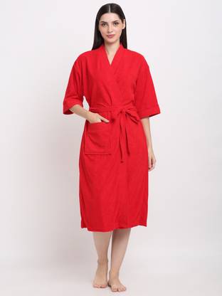 CREEVA Red Free Size Bath Robe