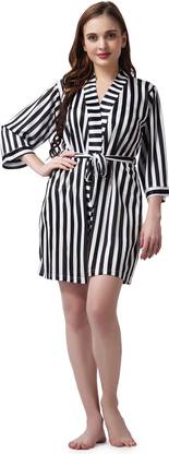 Mixopia Black Free Size Bath Robe