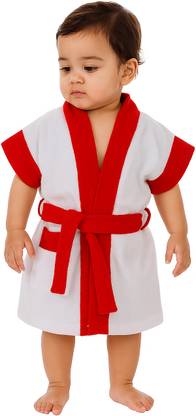 CREEVA White & Red Medium Bath Robe