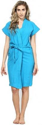 ELEVANTO Blue 2 Free Size Bath Robe