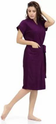 Poorak Purple Free Size Bath Robe